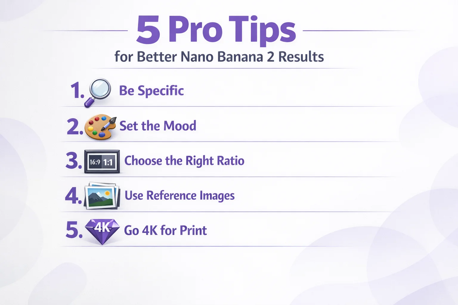 Nano Banana 2 でより良い結果を得る 5 つのプロのコツ インフォグラフィック