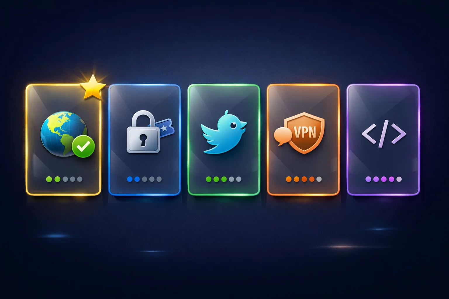 5 ícones de métodos de acesso ao Seedance 2.0: plataforma web, acesso privado, redes sociais, VPN e API para desenvolvedores