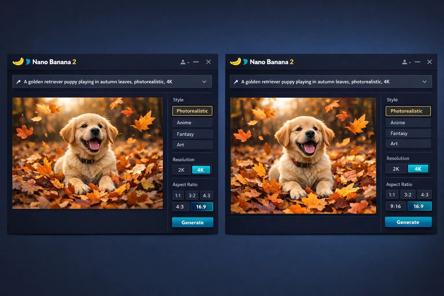 Step 2 - Nano Banana 2 interface showing image size and quality settings with 1K 2K 4K options