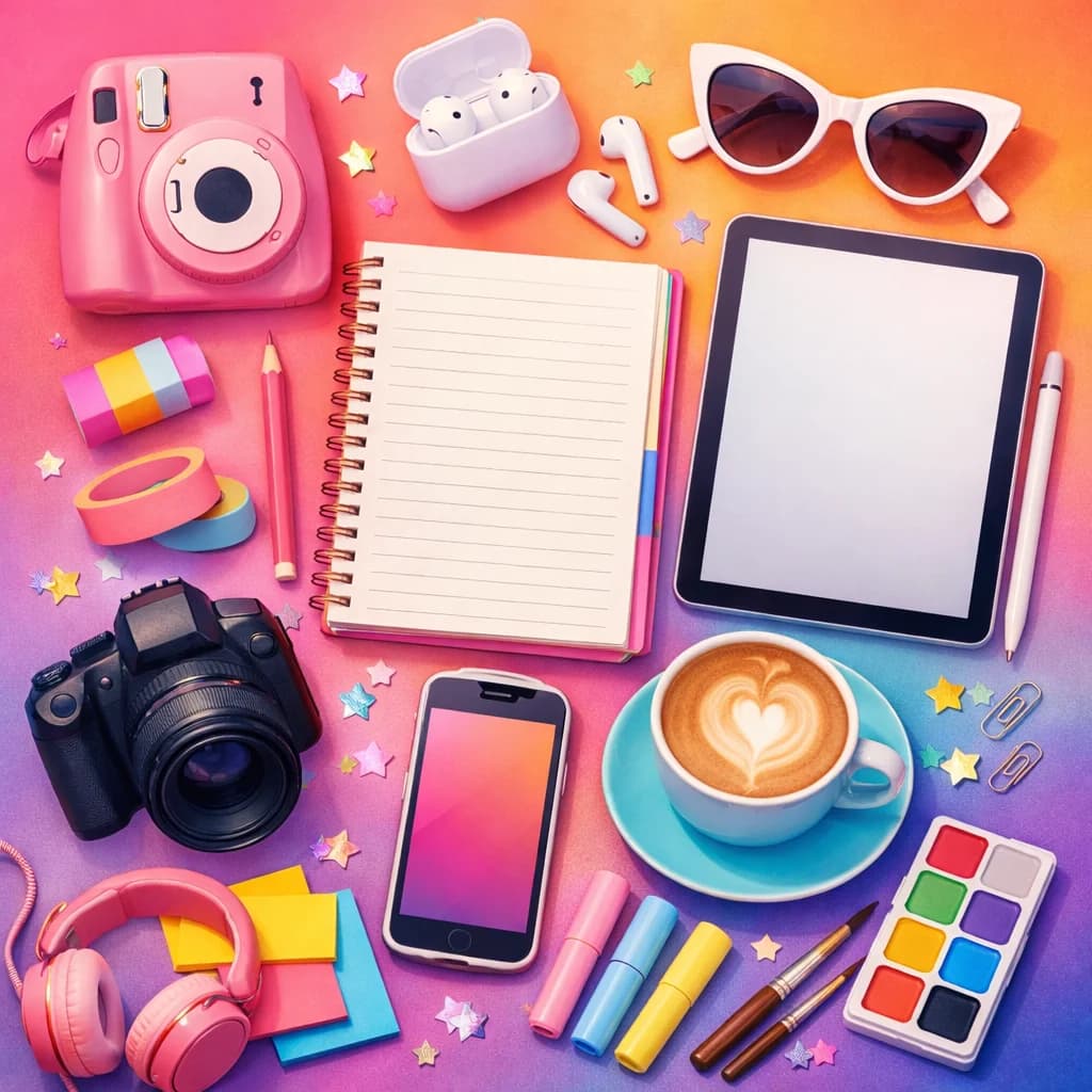 Z-Image AI generated creative flat lay for social media content