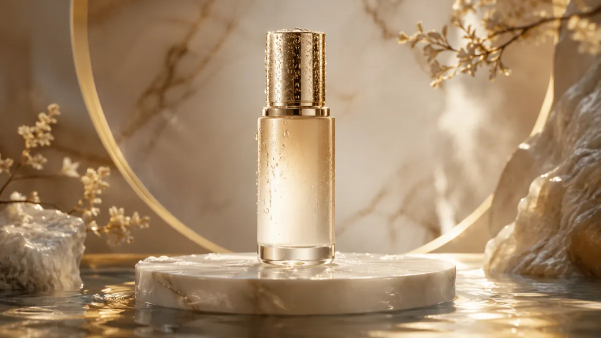 Marketing de produto com Gemini Omni Vídeo de marketing de produto Gemini Omni, exemplo de anúncio de skincare de luxo