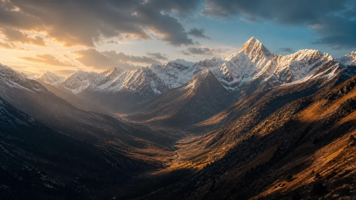 Hailuo 2.3 Nature and Landscape B-Roll Example Hailuo 2.3 Nature B-Roll Sample — Mountain Landscape at Sunset