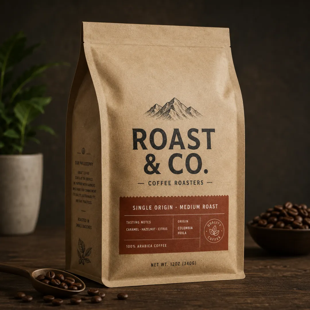 Ideogram 4.0 coffee bag packaging design with brand text