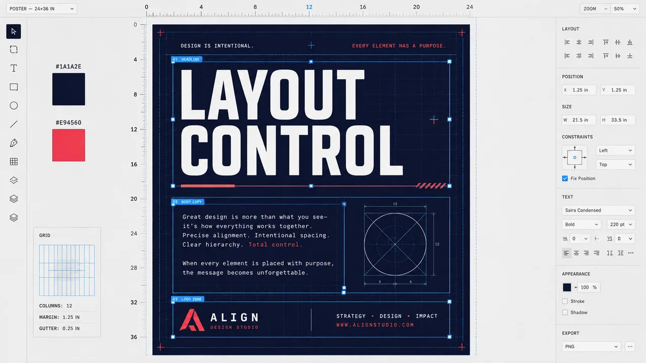 Reve 2.0 editable layout control with labeled regions and bounding boxes