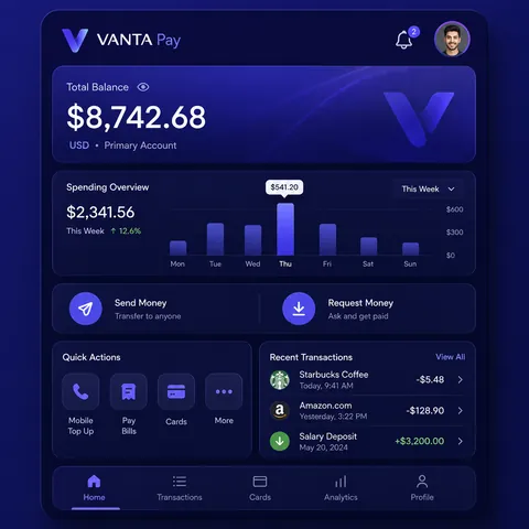 Reve 2.0 example prompt - Fintech app UI