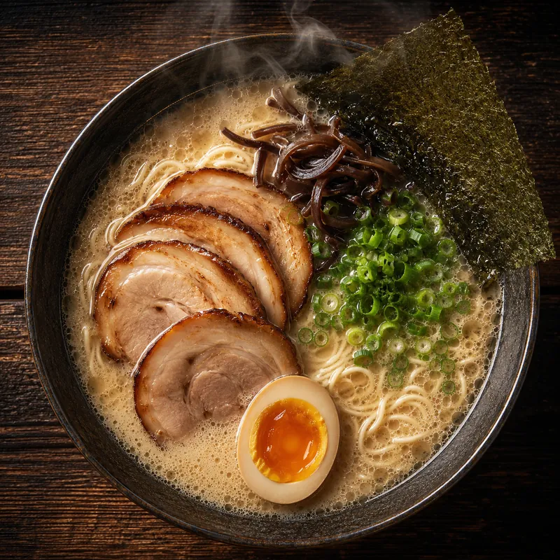Reve 2.0 sample - top-down ramen food photography with steam