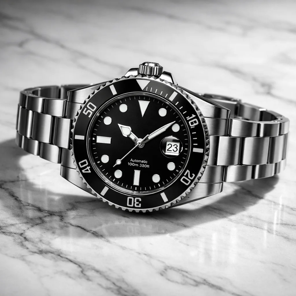 Z-Image AI generated product photography of luxury watch on marble surface